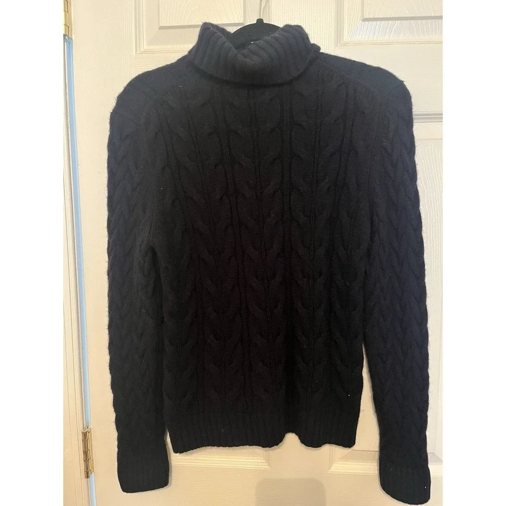 Brooks Brothers Black Cable Knit Turtleneck Sweater